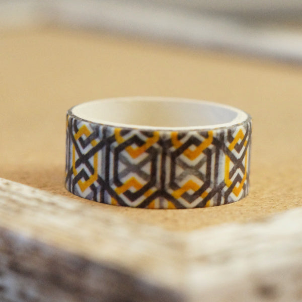 Grey & Gold Mosaic Washi Tape – Neutral Pattern for Journaling & Paper Crafts
