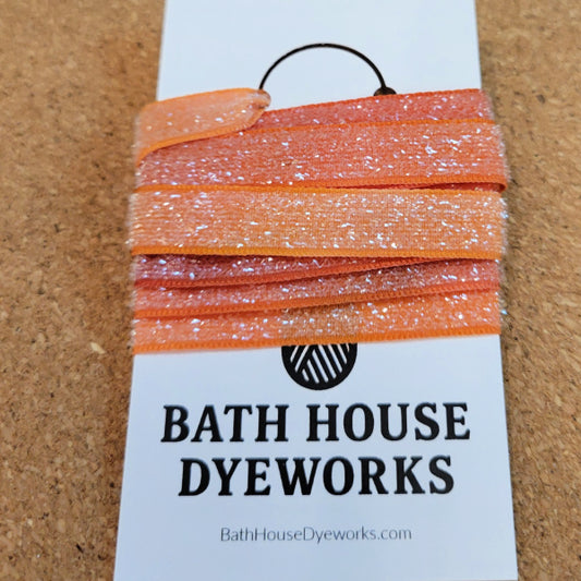 Hand Dyed Sparkle Ribbon — Harvest Fire — 1 Yard — Bath House Dyeworks