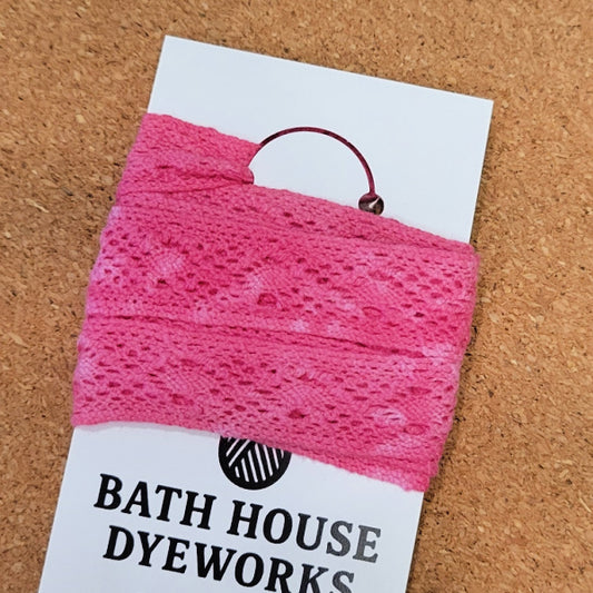 Hand-Dyed Cotton Lace Trim – Azalea Pink - 1/2 in x 1 yd