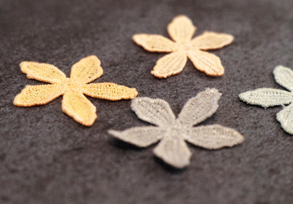 Hand-Dyed Lace Flower Motifs – Set H for Slow Stitch & Mixed Media