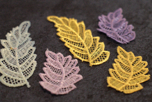 Hand-Dyed Lace Leaf Motifs – Set K for Slow Stitch & Collage