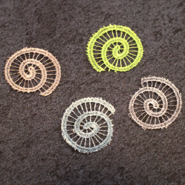 Hand-Dyed Lace Spiral Motifs – Set B for Collage & Mixed Media