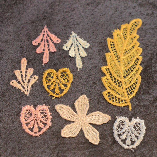Hand-Dyed Lace Mixed Motifs – Set C for Collage & Slow Stitch