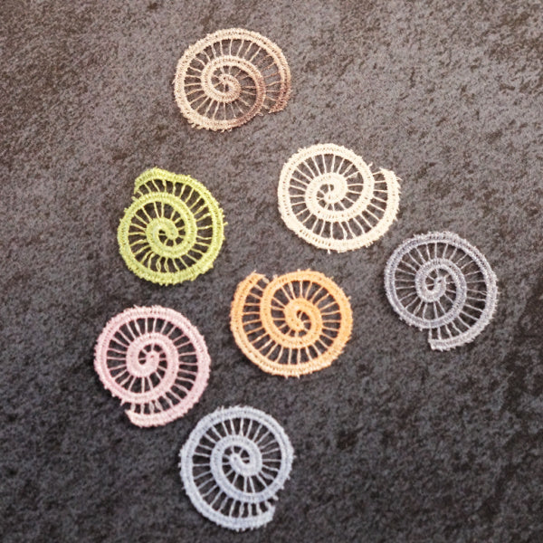 Hand-Dyed Lace Spiral Motifs – Set E for Slow Stitch & Mixed Media