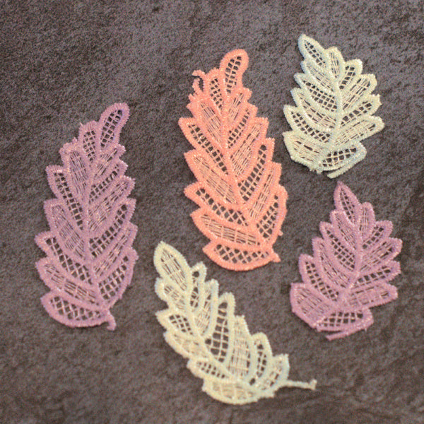 Hand-Dyed Lace Leaf Motifs – Set G for Slow Stitch & Mixed Media