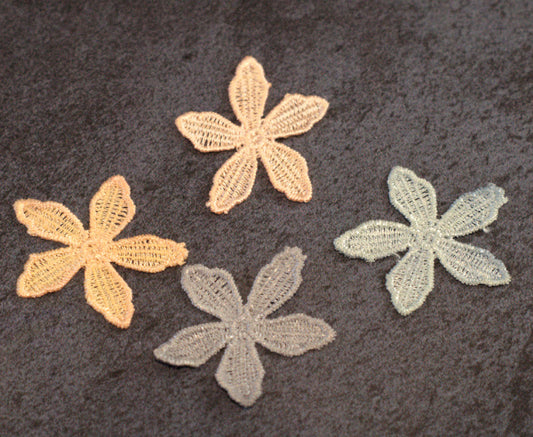 Hand-Dyed Lace Flower Motifs – Set H for Slow Stitch & Mixed Media