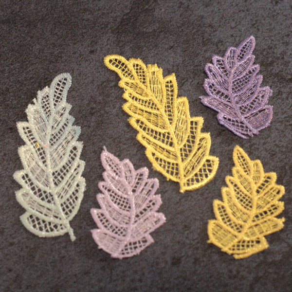 Hand-Dyed Lace Leaf Motifs – Set K for Slow Stitch & Collage