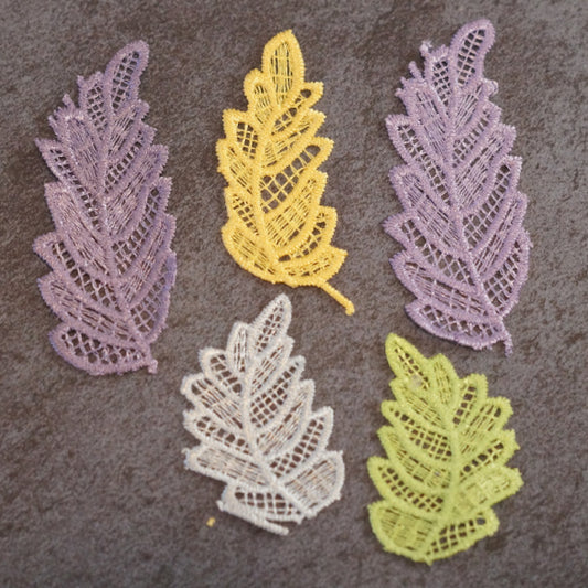 Hand-Dyed Lace Leaf Motifs – Set L for Slow Stitch & Collage