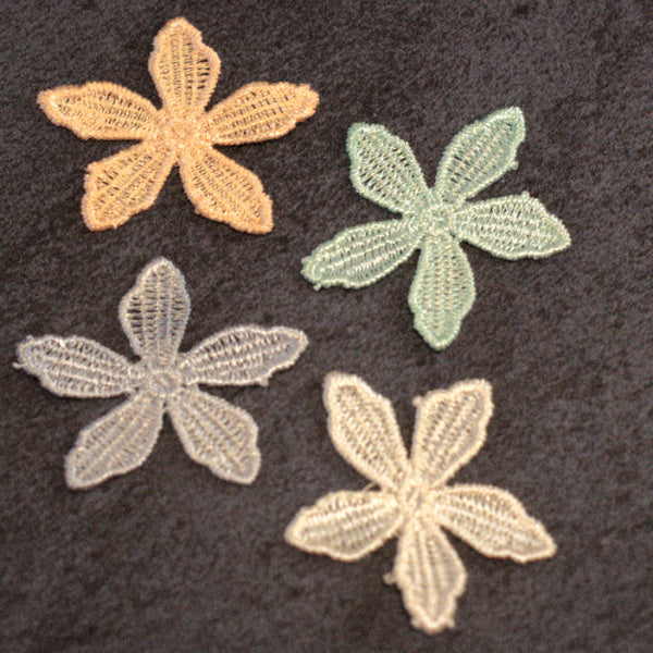 Hand-Dyed Lace Flower Motifs – Set M for Slow Stitch & Mixed Media