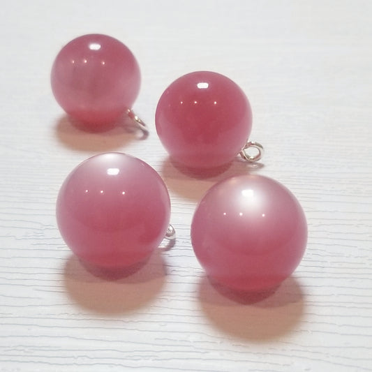 Handmade Vintage Lucite Round Pendant — Dusty Rose Moonglow