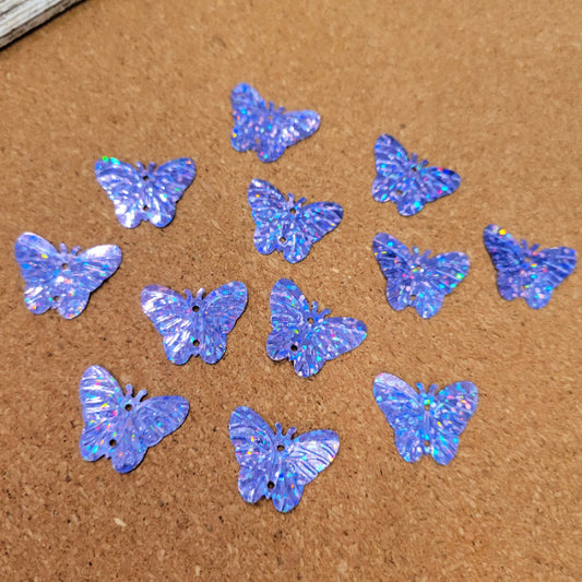 Tanzanite Purple Holographic Butterfly Sequins, 16mm