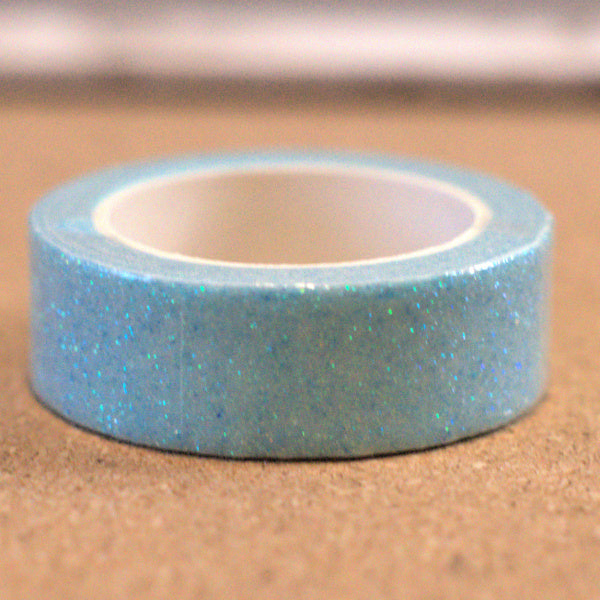 Sky Blue Pastel Sparkle Glitter Washi Tape - 15mm x 2m