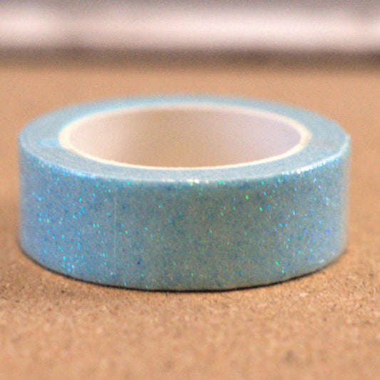 Sky Blue Pastel Sparkle Glitter Washi Tape - 15mm x 2m
