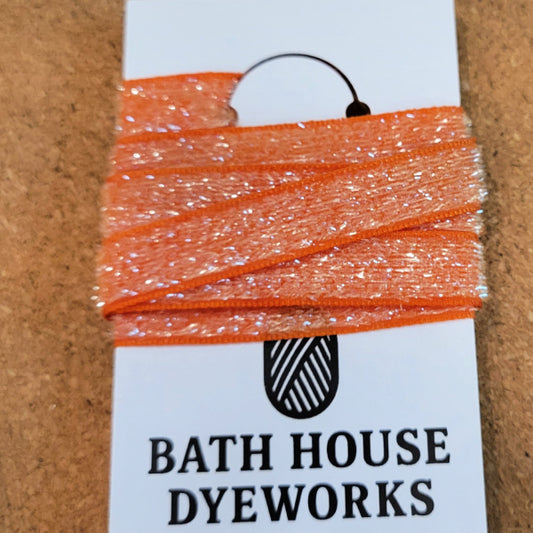 Hand Dyed Sparkle Ribbon — Marigold — 1 Yard — Bath House Dyeworks