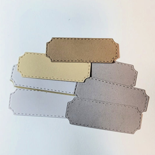 Kraft Blend Vintage Label Die Cuts, Stitched Edge, 8pc