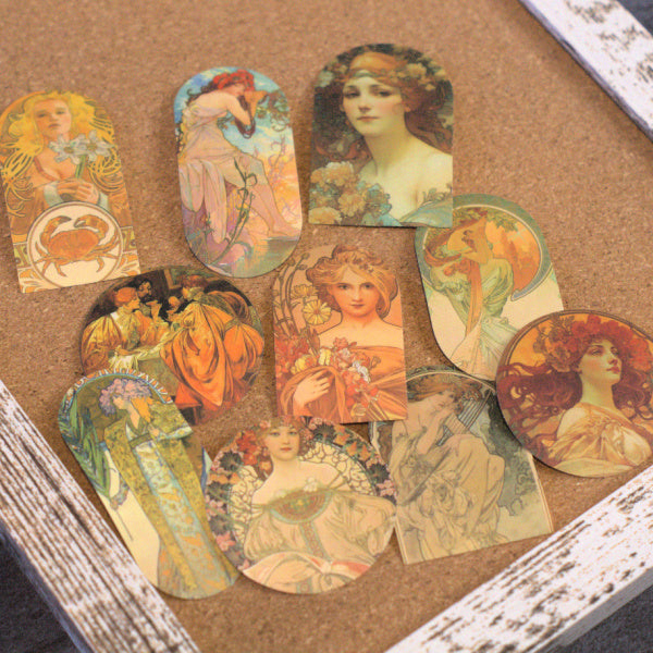 Art Nouveau Maiden Vinyl Stickers - Vintage Lady Sticker Set