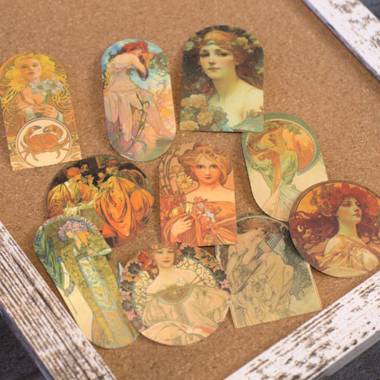 Art Nouveau Maiden Vinyl Stickers - Vintage Lady Sticker Set