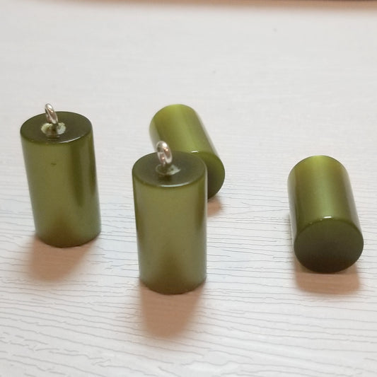 Handmade Vintage Lucite Tube Pendant — Olive Green