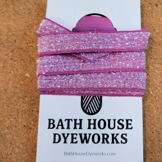Hand Dyed Sparkle Ribbon — Orchid — 1 Yard — Bath House Dyeworks