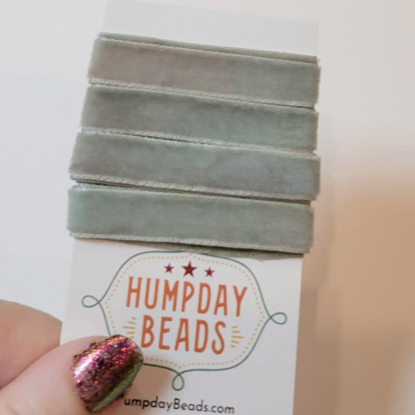 Hand-Dyed Velvet Ribbon, Patina,  5/8" Wide, 1 Yard