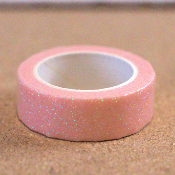 Icy Peach Pastel Sparkle Glitter Washi Tape - 15mm x 2m