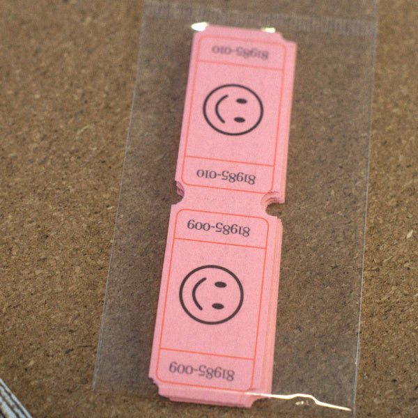 Bubblegum Pink Smiley Face Tickets, Set of 15