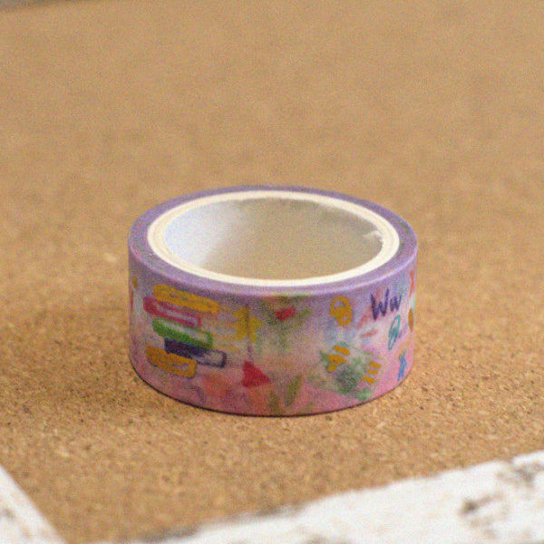 Alphabet Soup Washi Tape – Pink – Gold Foil Doodle Pattern