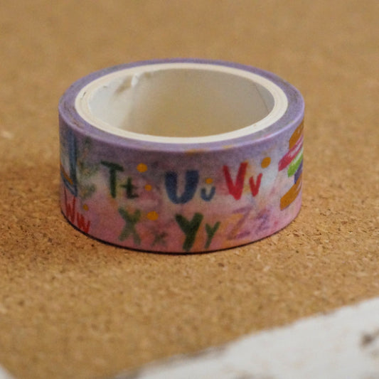 Alphabet Soup Washi Tape – Pink – Gold Foil Doodle Pattern