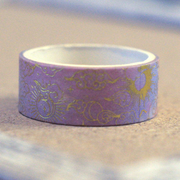 Pastel Sunrise Celestial Foiled Washi Tape, Sun, Moon + Clouds