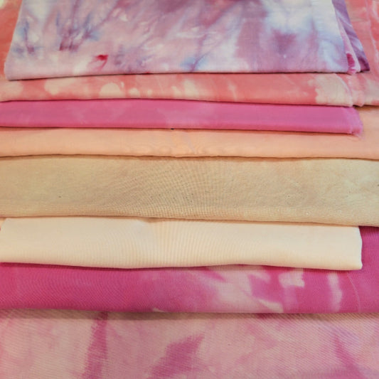 Pink Sorbet Hand-Dyed Fabric Bundle - Slow Stitch Fabric Pack - Pick Your Size