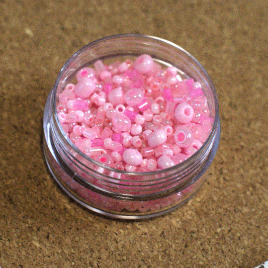 Pink Glass Seed Bead Mix, 13.5 g jar