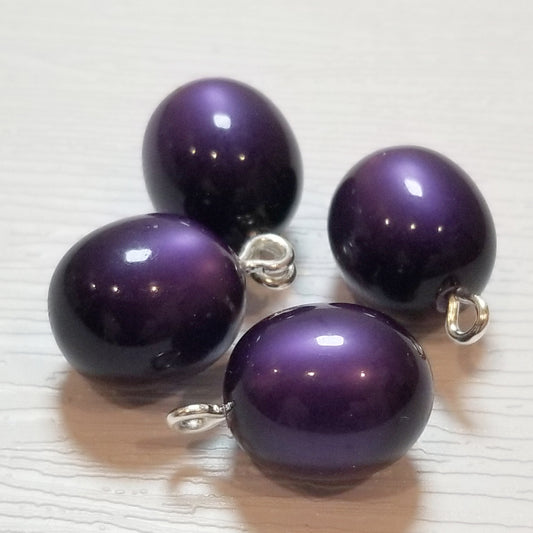 Handmade Vintage Lucite Oval Pendant — Deep Amethyst Moonglow