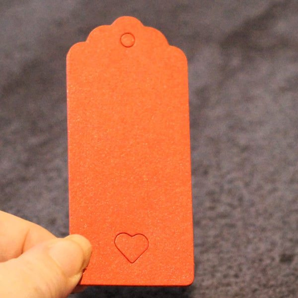 Scarlet Red Shimmer Heart Cutout Tags, Junk Journal & Mixed Media Tags