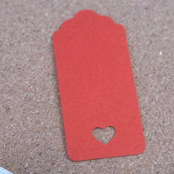 Classic Red Scallop Top Tag with Heart Window