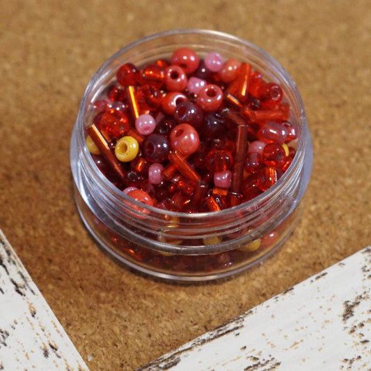 Cherry Bomb Glass Seed Bead Mix, 13.5 g jar