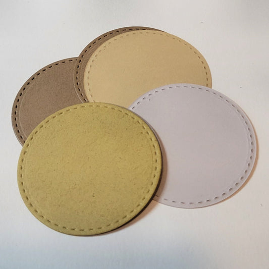 Kraft Blend Circle Die Cut Ephemera, Stitched Edge, 2 inch, 8pc