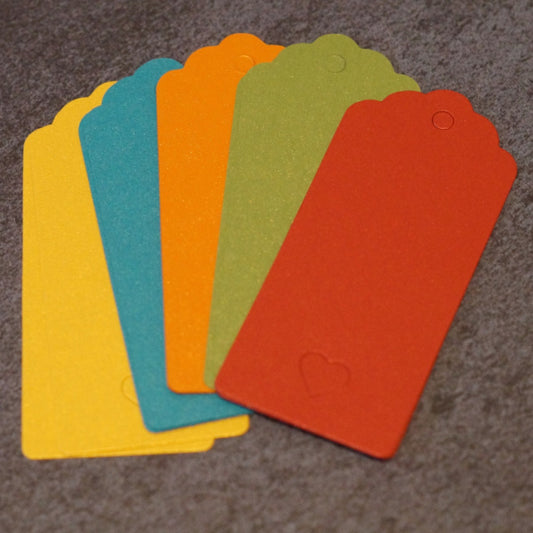 Shimmer Heart Cutout Tags, Mixed Colors, Junk Journal & Mixed Media Tags