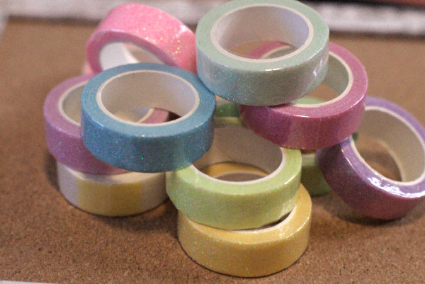Cotton Candy Pink Pastel Sparkle Glitter Washi Tape - 15mm x 2m