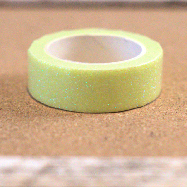 Spring Green Pastel Sparkle Glitter Washi Tape - 15mm x 2m