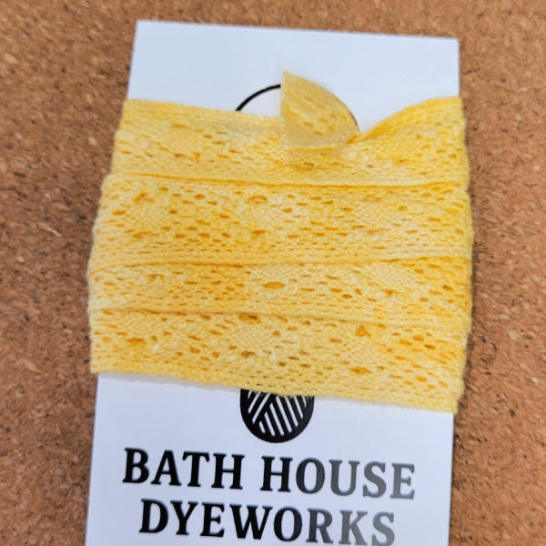 Hand-Dyed Cotton Lace Trim – Sunflower Yellow - 1/2 in x 1 yd