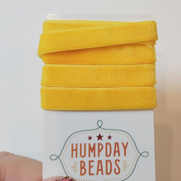 Hand-Dyed Velvet Ribbon, Sunflower,  5/8" Wide, 1 Yard