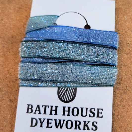 Hand Dyed Sparkle Ribbon — Tidepool — 1 Yard — Bath House Dyeworks