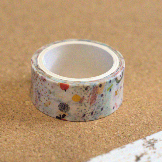 Abstract Meadow Washi Tape – White – Gold Foil Pattern