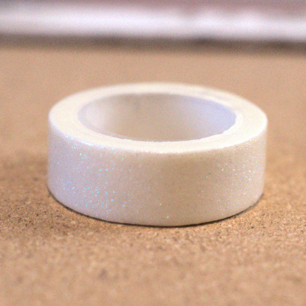 White Pastel Sparkle Glitter Washi Tape - 15mm x 2m