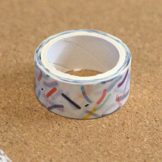Playful Squggles Washi Tape – White – Abstract Pattern
