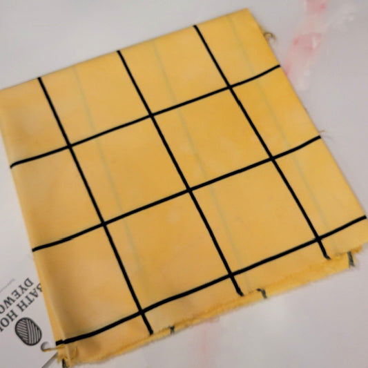 OOAK Hand-Dyed Fabric | Golden Windowpane | 13” x 26”